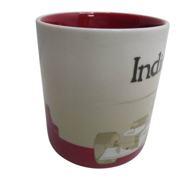 Starbucks Indianapolis Global Icon Coffee Mug 16 Oz White Red Race Car Design - Picture 3 of 6